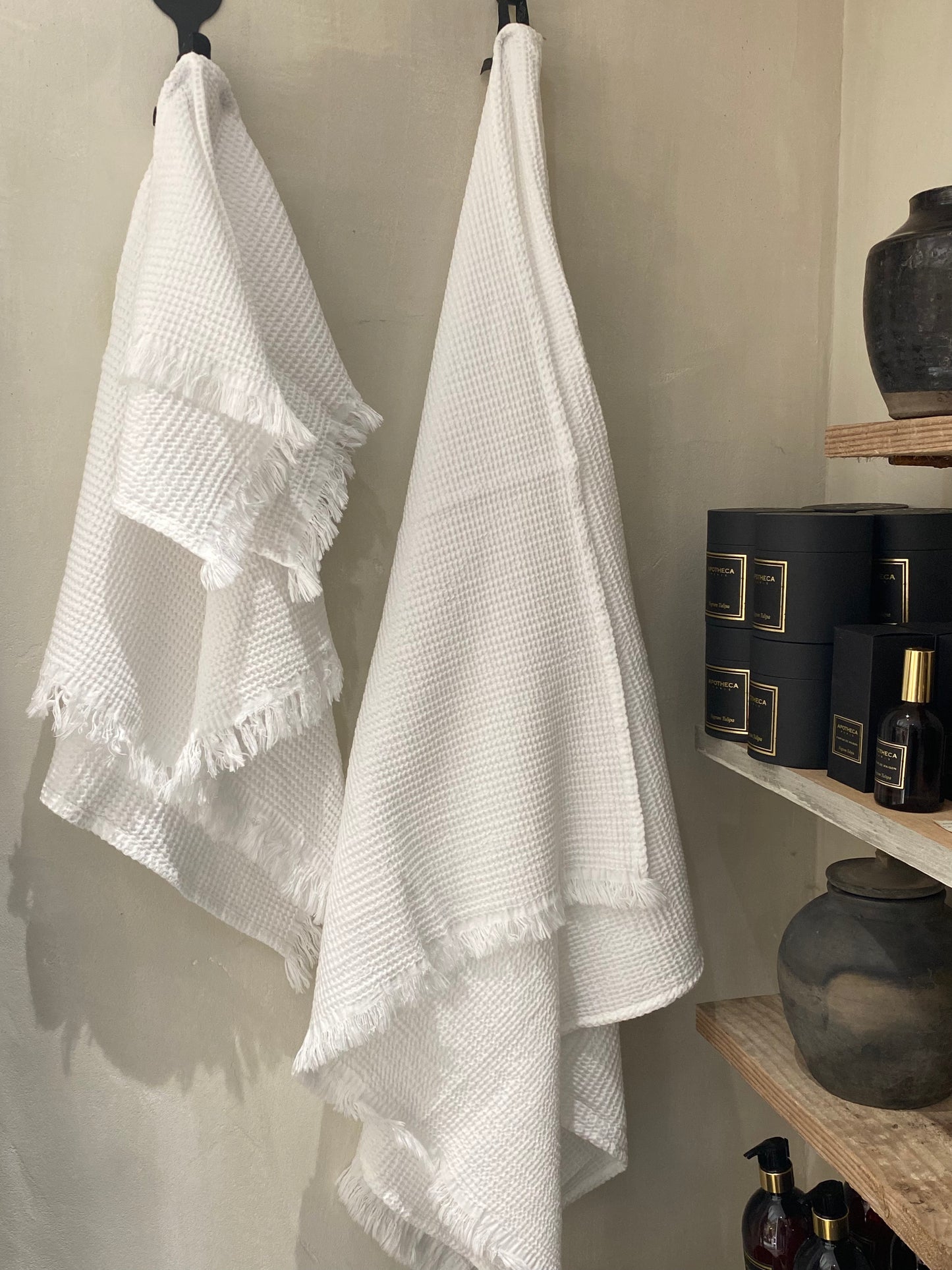 Linge de bain en nid d'abeille Blanc