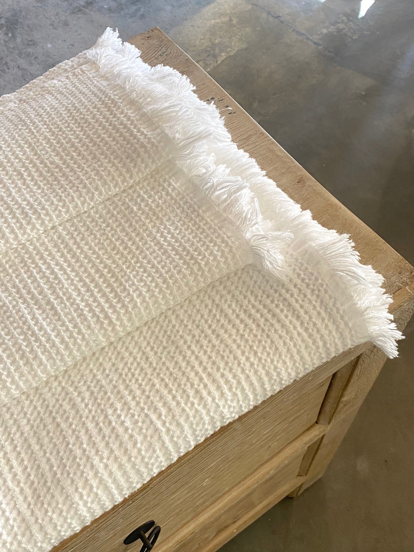 Linge de bain en nid d'abeille Blanc