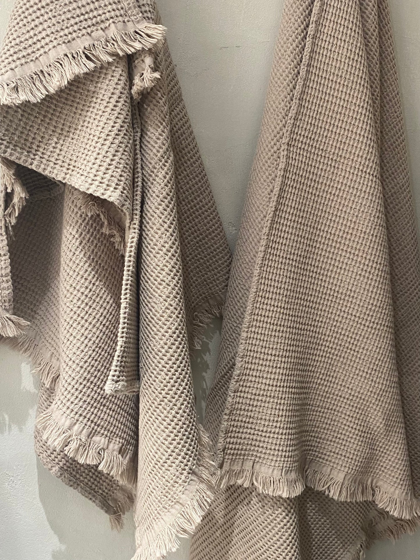 Linge de bain en nid d'abeille Beige