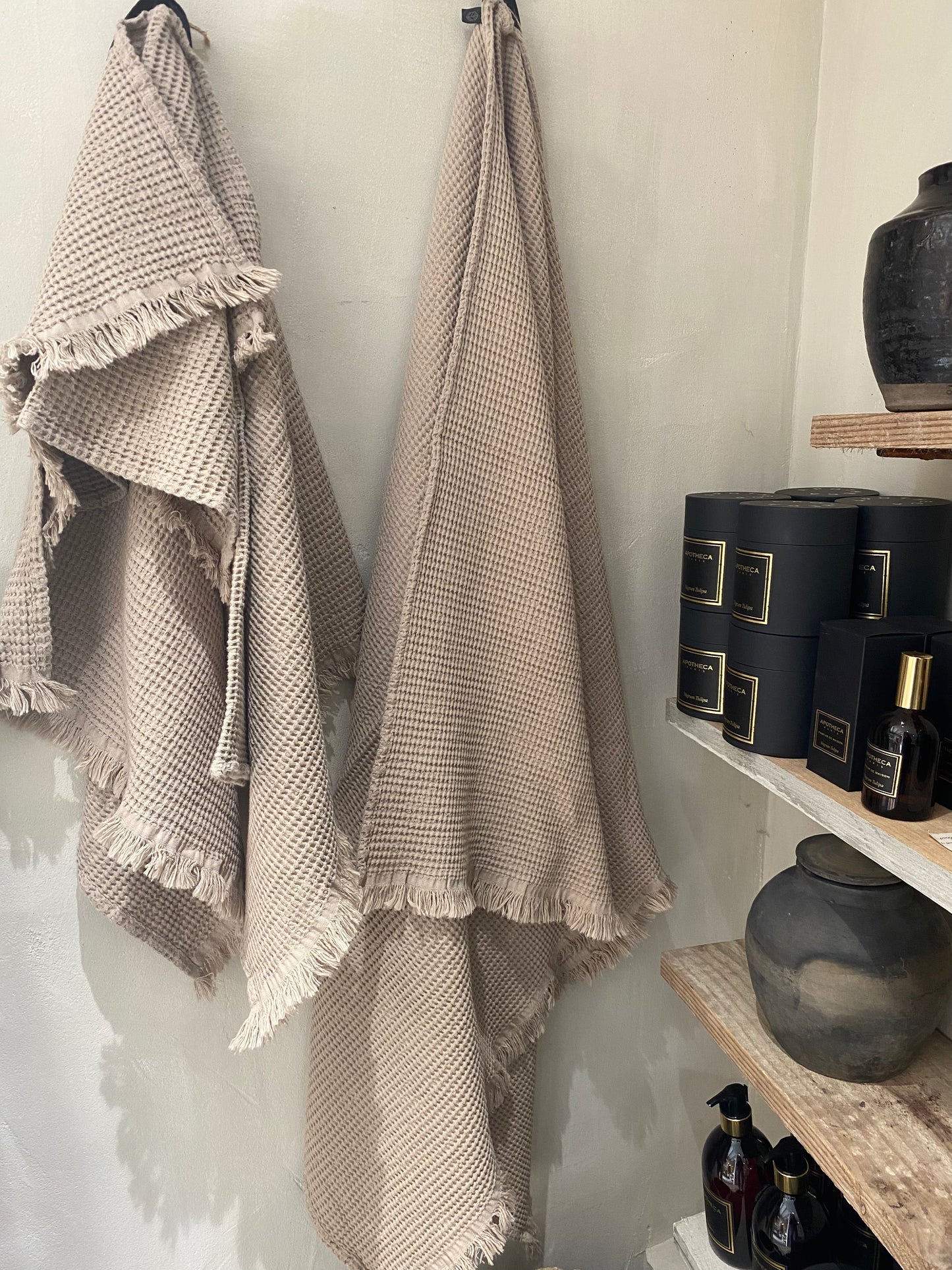 Linge de bain en nid d'abeille Beige