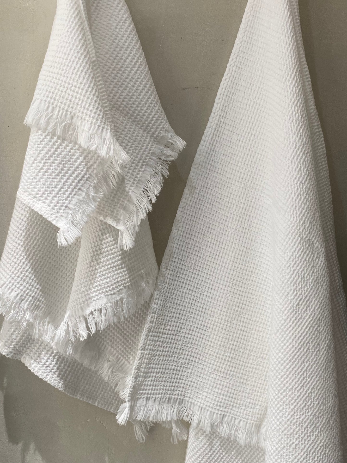 Linge de bain en nid d'abeille Blanc