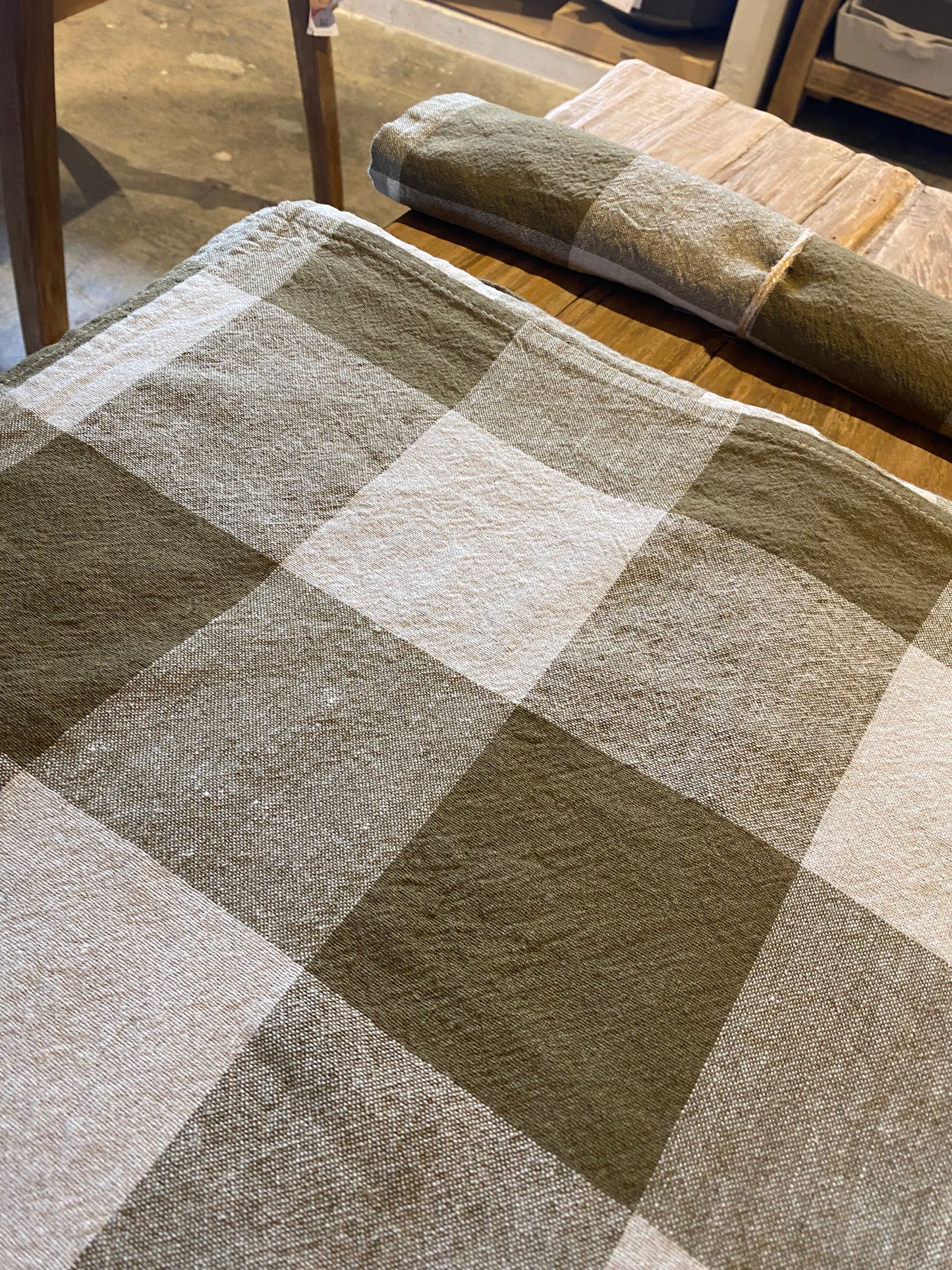 Set de table à carreaux Kaki