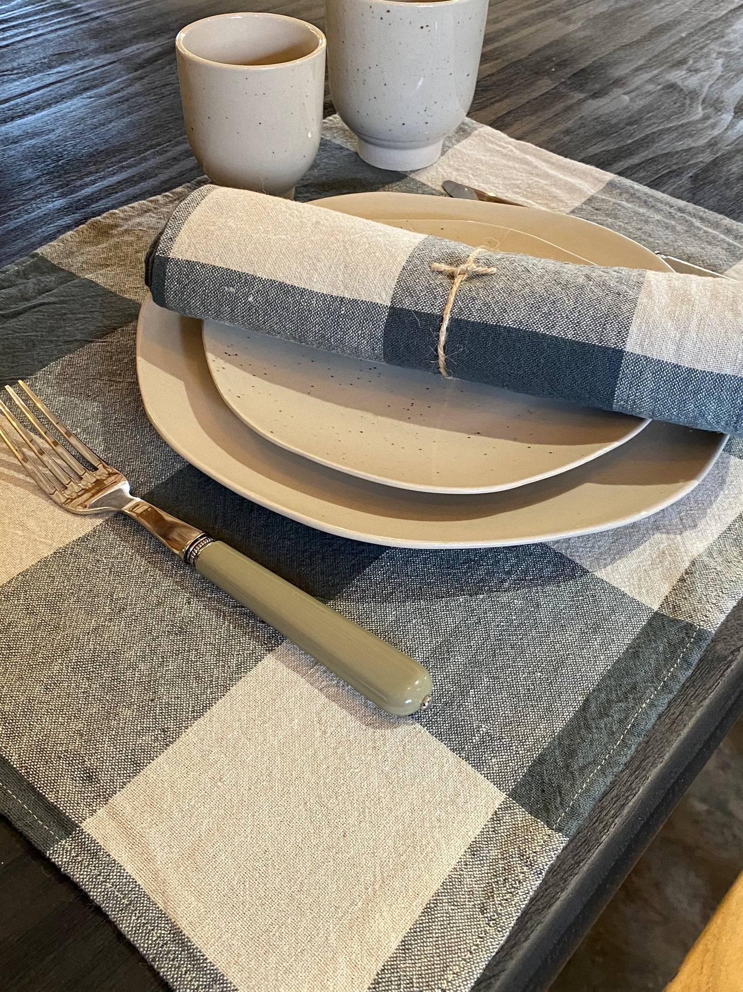 Set de table à carreaux Pigeon
